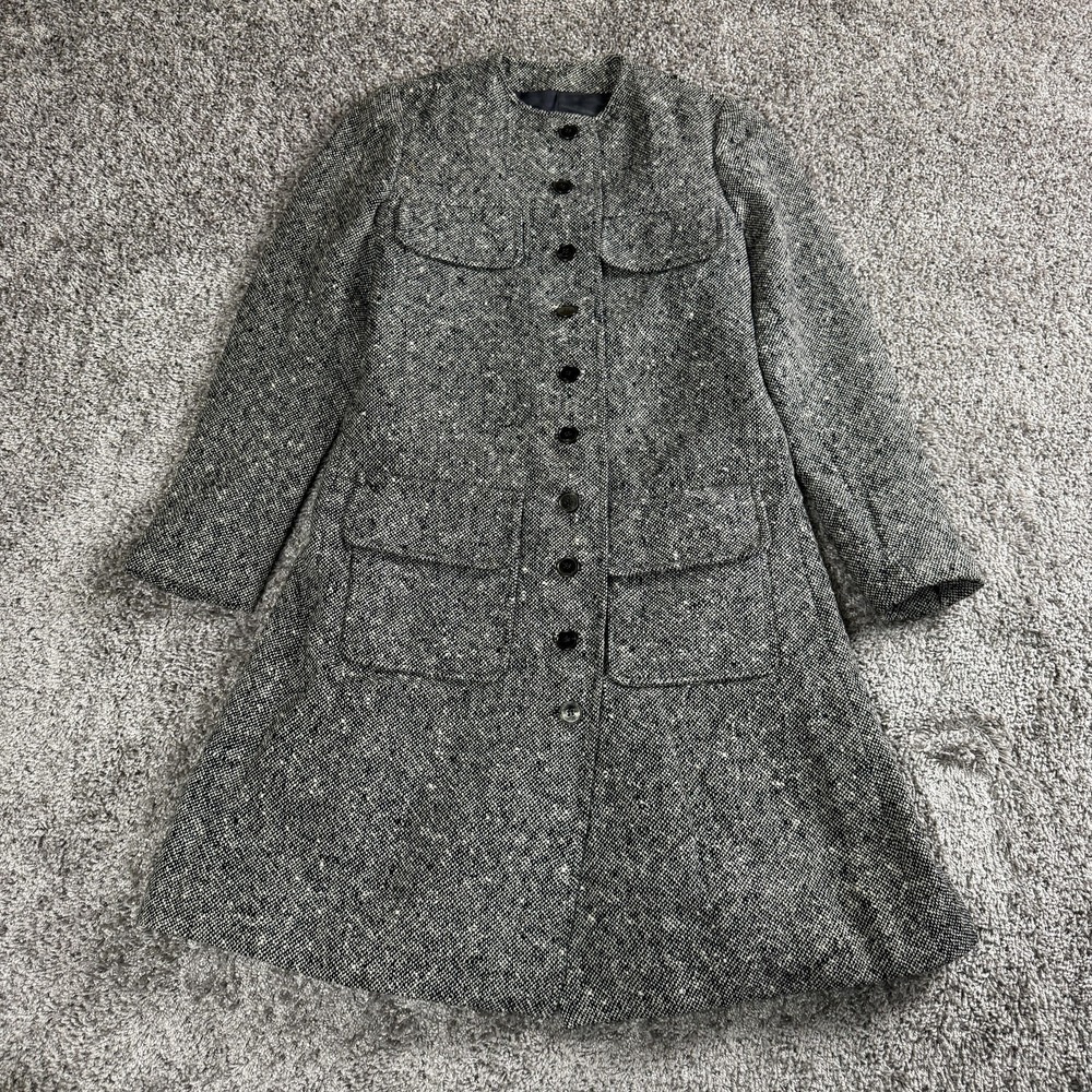 VTG Womens Tweed Coat Small Gray Wardrobe Theater Costume Dark Academia Preppy